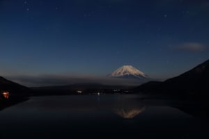 Réflexion du mont fuji sur le lac Kawaguchiko